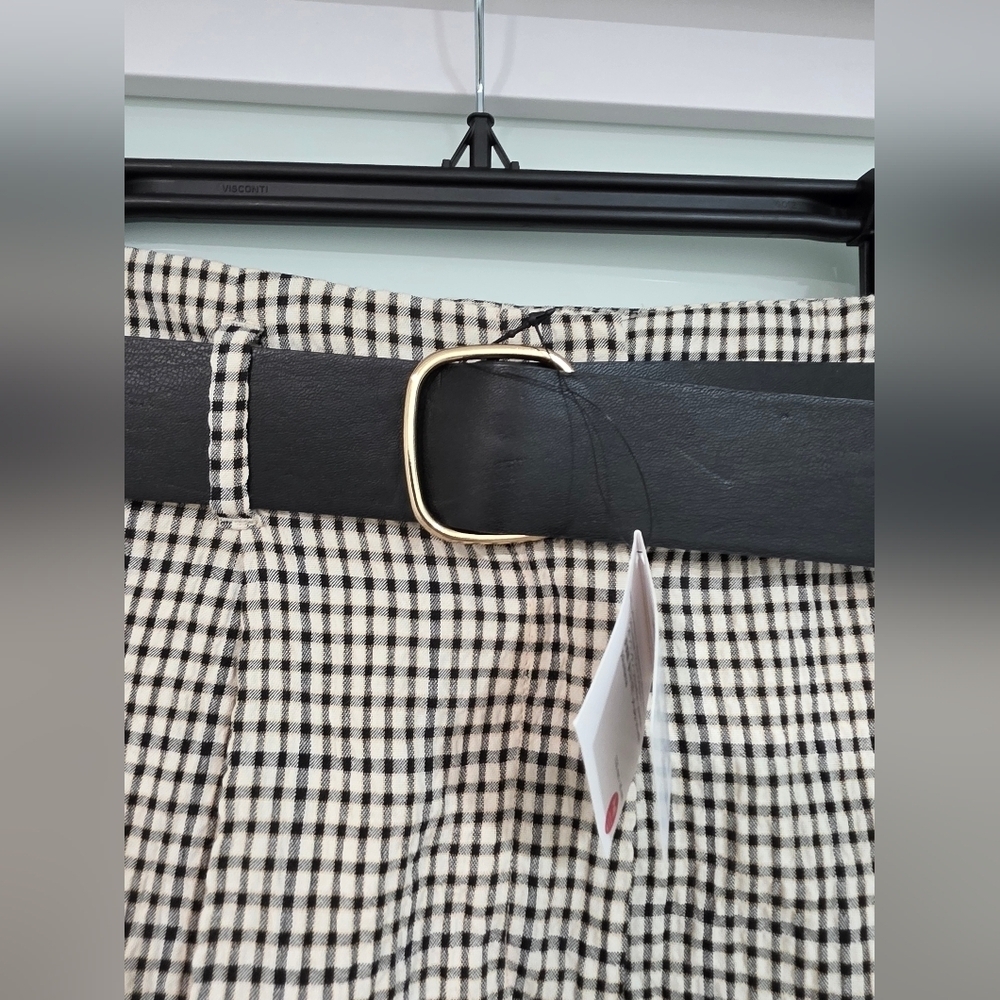 Zara Belted Giingham Plaid Cotton Shorts - Picture 9 of 15